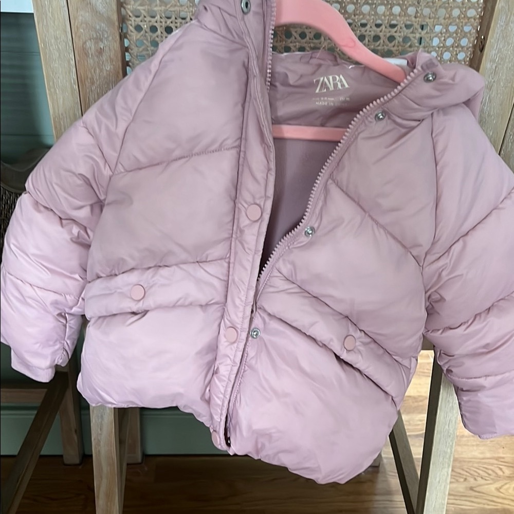 Zara Pink Puffer Jacket with Quilted Design